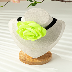 Зелено-Желтый 3d цветок полиэфирное волокно черный бархат шнур чокер ожерелья, золотые, зеленый желтый, 12.99 дюйм (33 см)