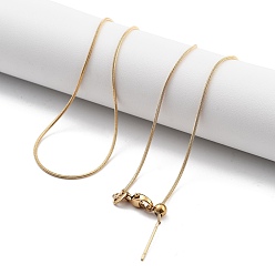 Золотой Регулируемый слайдер 201 ожерелья из круглой цепочки-змейки из нержавеющей стали, ионное покрытие (ip), золотые, 17.52 дюйм (44.5 см)