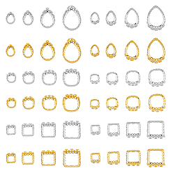 Платиновый & Золотой 48шт 24 стиль латунные пришивные штыревые настройки, филигранные оправы с открытой спиной для заостренных страз, разнообразные, платиной и золотом, лоток : 6.5~18 мм, 8~20x8~14.5x4.5~6.5 мм, отверстие : 0.8 мм, 2 шт / стиль