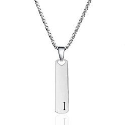 Letter I 304 Прямоугольная цепочка из нержавеющей стали с подвеской в виде буквы., не тускнеет, Буква "i", 22.83 дюйм (58 см)