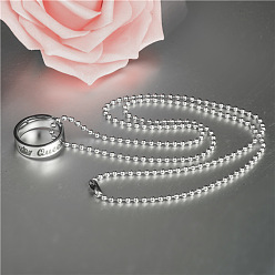 Нержавеющая Сталь Цвет Гравированное кольцо королевы 201 подвеска из нержавеющей стали парные ожерелья, цвет нержавеющей стали, 23.62 дюйм (60 см)