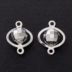 Платина Соединители латунные звенья, долговечный, кольцо с граненой круглой, Реальная платина, 13x10x6 мм, отверстие : 1.2 мм