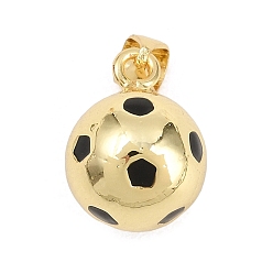 Золотой Подвески из латуни с эмалью на спортивную тематику, прелести футбола, золотые, 16x12 мм, отверстие : 4x3 мм