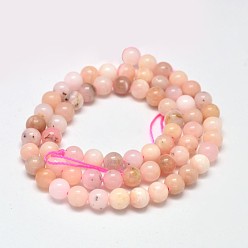 Pink Opal Round Natural Pink Opal Bead Strands, 6mm, Hole: 1mm, about 66pcs/strand, 15.5 inch