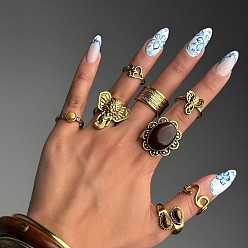 Античное Золото Наборы колец из сплава с акрилом, античное золото , 8~28 мм, внутренний диаметр: 17~8 1/2(18.5мм)мм