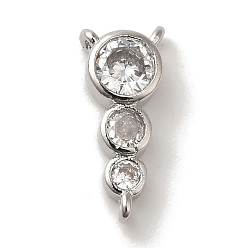 Платина Стойка покрытие латунь паве прозрачный кубический цирконий плоские круглые бусины люстра компоненты ссылки, без кадмия и без свинца, платина, 15x6.5x3 мм, отверстие : 1 мм