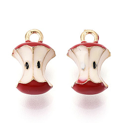 Яблоко Эмалевые подвески из фруктового сплава, золотые, яблоко, 15x10x9 мм, отверстие : 2 мм