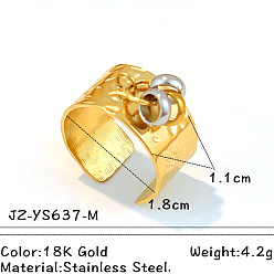 Echt vergoldet & edelstahlfarbe 304 Offene Manschettenringe aus breitem Edelstahl, echt vergoldet & edelstahlfarbe, 18 mm