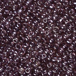 Rosy Brown Glass Seed Beads, Trans. Colours Lustered, Round, Rosy Brown, 3mm, Hole: 1mm, about 10000pcs/pound