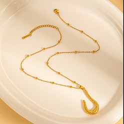 Oro 304 Collares con colgante de anzuelo de acero inoxidable, dorado, 15.75 pulgada (40 cm)