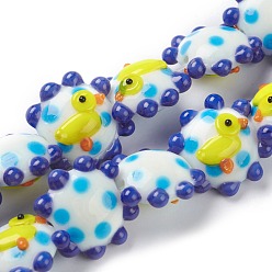 White Handmade Lampwork Beads, Flower, Duck, Bumpy, White, 21x19x10mm, Hole: 2mm, about 20pcs/strand, 12.60''(32cm)