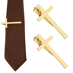 Oro Clips de unión de latón, cruzar, dorado, 58x27.5x21.5 mm