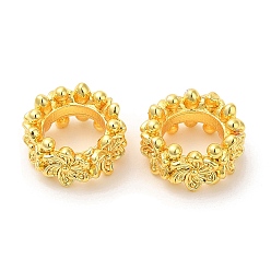 Настоящее золото 18K Экологически чистые латунные бусины с покрытием стойки, долговечный, без свинца и без кадмия, бусины с большим отверстием, цветок, реальный 18 k позолоченный, 10x5 мм, отверстие : 6 мм