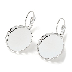 Серебро Латунные серьги с застежкой-молнией своими руками, плоско-круглые, серебряные, лоток : 18 мм, 32x19 мм