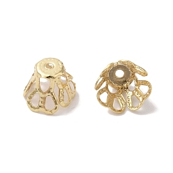 Настоящее золото 24K Шапочки и конусы для бусин, латунные, без свинца и без кадмия, цветок, реальный 24 k позолоченный, 6.5x4.5 мм, отверстие : 0.7 мм