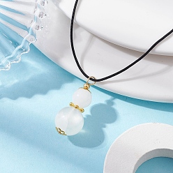 Селенит Ожерелья с подвеской в виде тыквы из натурального селенита, ожерелья из полиэфирного шнура для женщин, С результатами сплава и латуни и железа, золотые, 18.31 дюйм (46.5 см)