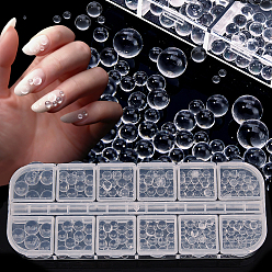 Прозрачный Круглые прозрачные стеклянные бусины в форме пузырьков, ногтей декоративные аксессуары, прозрачные, 4~7.5 мм, 192 шт / комплект