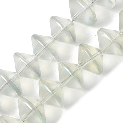 Светло-серый Стеклянные бусины с гальваническим покрытием , бусины в форме летающей тарелки, светло-серый, 14x10~10.5 мм, отверстие : 1.2~1.4 мм, около 60 шт / нитка, 23.78'' (60.4 см)