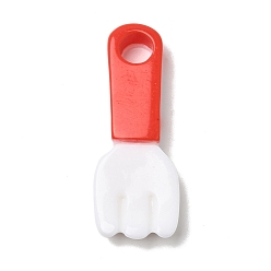Red Opaque Resin Pendants, Fork Charms, Red, 35x13x5mm, Hole: 5mm