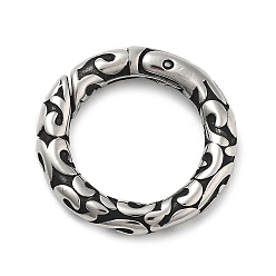 Античное Серебро 304 пружинные кольца из нержавеющей стали, кольцо с узором, для изготовления кожаных браслетов, античное серебро, 20.5x3.5 мм, отверстие : 14 мм