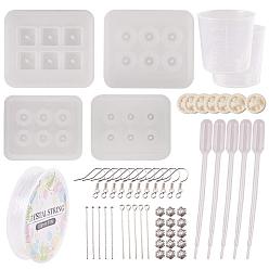 Белый Разработка, с силиконовыми формами, Латунные крючки для сережек, железные головные булавки / глазные булавки и легкосплавные бусинки, белые, 0.8 мм, около 10 м / рулон