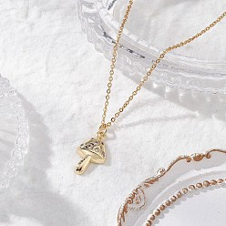 Золотой Подвеска в виде осеннего гриба из латуни с микропаве из прозрачных кубических цирконий 304 Женские ожерелья из нержавеющей стали с цепочкой, золотые, 15.24 дюйм (38.7 см)