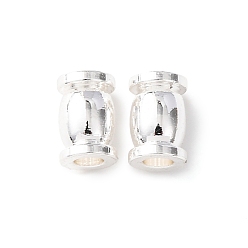 Посеребрённый Латунные бусины, баррель, стойки покрытие, долговечный, без кадмия и без свинца, 925 серебро покрытием, 6x4 мм, отверстие : 2 мм