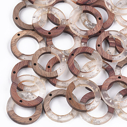 Gainsboro Resin & Walnut Wood Links connectors, Ring, Gainsboro, 28x3mm, Hole: 1.8mm