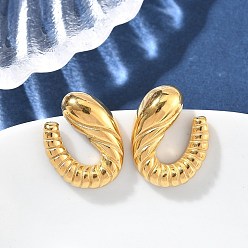 Настоящее золото 18K 304 серьги-гвоздики в форме спирального круассана из нержавеющей стали для женщин, реальный 18 k позолоченный, 20.5x16 мм