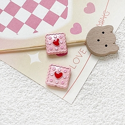 Фламинго Эмалированные бусины из сплава ко Дню святого Валентина, квадрат с сердцем, фламинго, 11x11 мм, отверстие : 1.8 мм