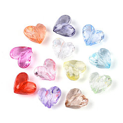(52) Непрозрачная лаванда Прозрачные акриловые бусины, сердце, граненые, разноцветные, 17.5x19x12 мм, отверстие : 2.2 мм, Около 268 шт / 500 г