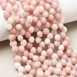 Talc Нити из натуральных розовых тальковых бусин с двойным наконечником, граненые биконические бусины, Топ пробуренной, 6x6 мм, отверстие : 0.6 мм, около 80~83 шт / нитка, 14.96~15.16'' (38~38.5 см)