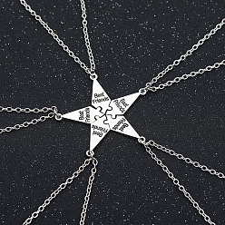 Платина 5 шт. ожерелья-головоломки с ромбами из сплава «Лучшие друзья», ожерелья дружбы, платина, 16.54 дюйм (42 см), Кулон : 23x9 мм