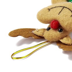 Peru Non Woven Fabric Pendant Decorations, with Plastic Eyes, Christmas Reindeer/Stag, Peru, 195mm