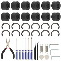 Нержавеющая Сталь Цвет Наборы инструментов для изготовления ювелирных изделий из стали, включая плоскогубцы, шайбы, прокладки, пинцет, гаечный ключ, треугольный кусок, отвертка и пружина, цвет нержавеющей стали, 10~130 мм