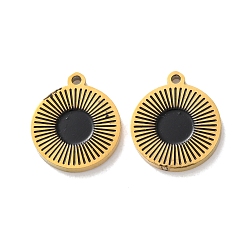 Плоский Круглый Ионное покрытие (ip) 304 брелоки из нержавеющей стали с эмалью, плоский круглый шарм, реальный 18 k позолоченный, плоско-круглые, 12.5x11x1.5 мм, отверстие : 1 мм