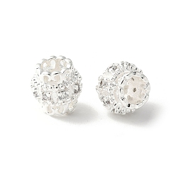 Прозрачный Латунные микро проложить Цирконий Европейский бисером, баррель, стойки покрытие, прочное покрытие, без кадмия и без свинца, прозрачные, 8x7.5 мм, отверстие : 4 мм