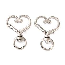 Платина Поворотные шарниры из сплава цинка, сердце, платина, 34.5x24.5x6 мм