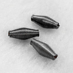 Gunmetal Steel Spring Beads, Coil Beads, Rice, Gunmetal, about 4mm wide, 9mm long, hole: 1mm