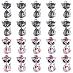 (52) Непрозрачная лаванда 20 шт 2 цвета УФ-покрытие сплав эмаль подвески, со стеклом, платина, лиса прелести, разноцветные, 22.5x12.5x8 мм, отверстие : 1.8 мм, 10 шт / цвет