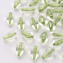 Желто-Зеленый Прозрачные акриловые бусины, слеза, желто-зеленый, 14.5x9.5 мм, отверстие : 1.6 мм, Около 600 шт / 500 г