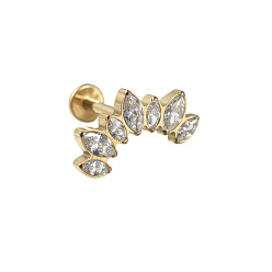 Золотой G23 титан с прозрачным кубическим цирконием лабреты с внутренней резьбой, луна, золотые, 8 мм, штифты : 1.2 мм