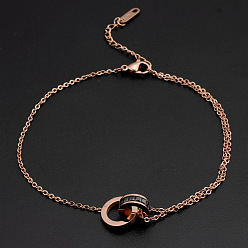 Круглые Браслеты из нержавеющей стали с подвесками, украшения для женщин, золотые, круглые, 7-7/8 дюйм (200 мм)