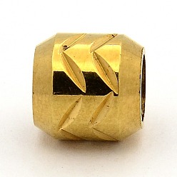 Golden Stainless Steel Beads, Large Hole Column Beads Ion Plating (IP), Golden, 10x10mm, Hole: 6mm