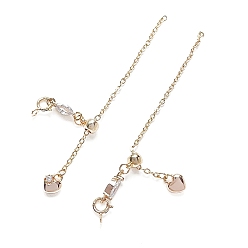 Настоящее золото 14K Удлинители цепей из латуни, концевые цепи с пружинными застежками, сердце, реальный 14 k позолоченный, 68 мм