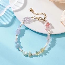 Смешанные камни Браслеты из натуральных смешанных драгоценных камней с бусинами для женщин, с жемчуг, 7.48 дюйм (19 см)