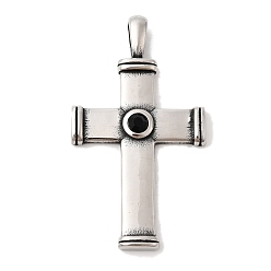 Античное Серебро 304 из нержавеющей стали горный хрусталь подвески, крест очарование, античное серебро, 57.5x31.5x5 мм, отверстие : 8.5x4 мм