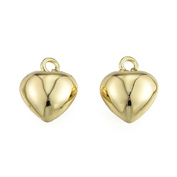Echt 14 k vergoldet Messing Charme, Nickel frei, Herz, echt 14 k vergoldet, 15x12x7 mm, Bohrung: 1.8 mm