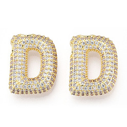 Letter D Латунные микро проложить кубического циркония подвески, без кадмия, без никеля и без свинца, алфавит, Буква D, 24x21.5x6.5 мм, отверстие : 4.5x2.5 мм