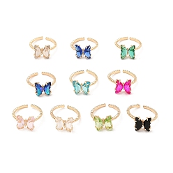 (52) Непрозрачная лаванда K9 открытая манжета со стеклянной бабочкой, латунные украшения из светлого золота для женщин, разноцветные, размер США 5 1/2 (16.1 мм)